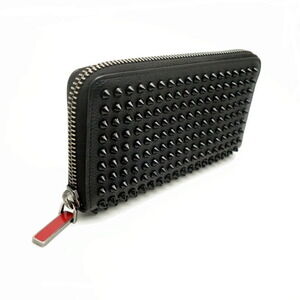 Christian Louboutin Panettone Wallet Studs Calfskin Black Zip